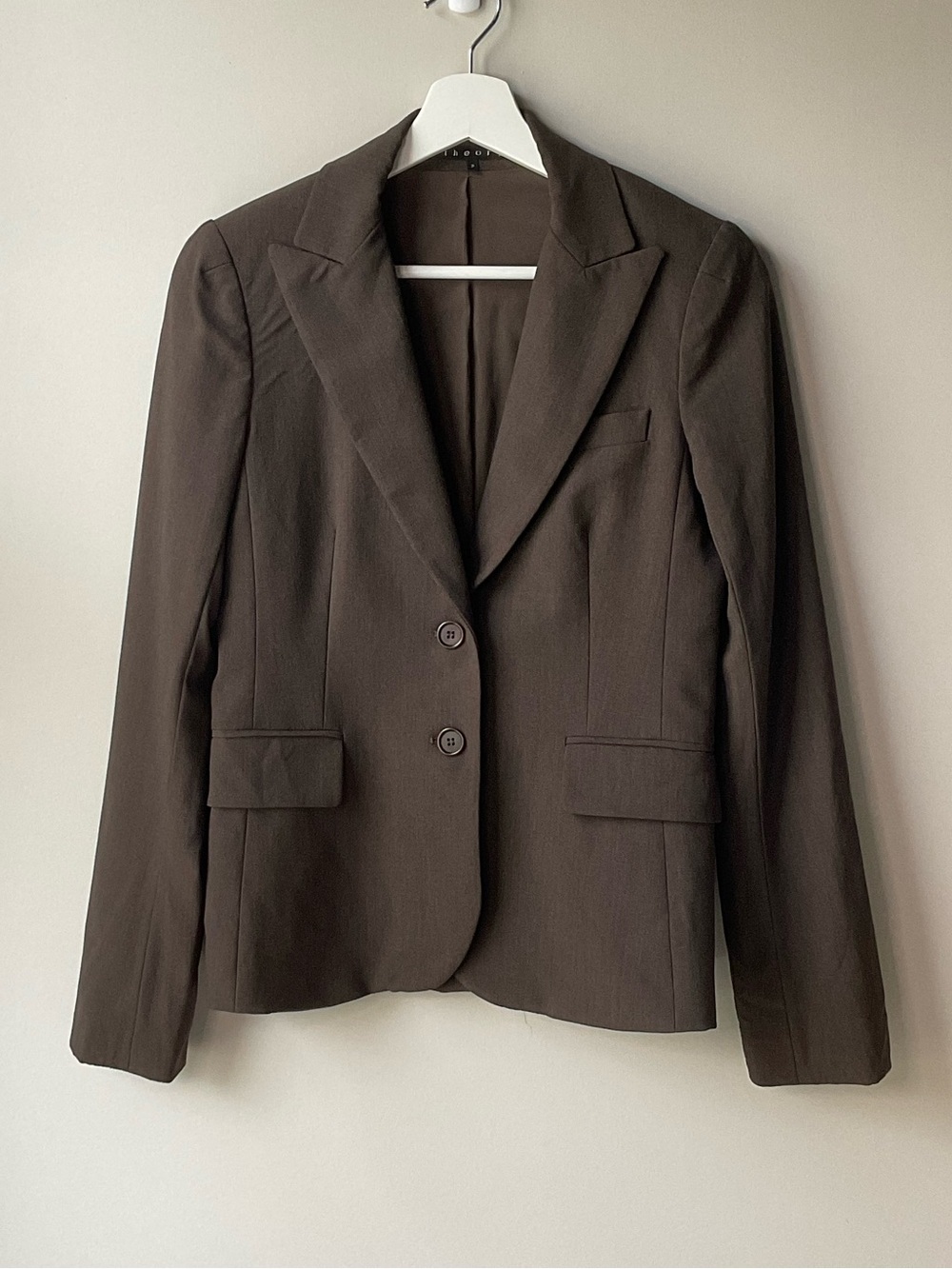 Theory Dark Brown Tailored Two-Button Blazer Small